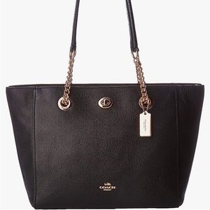 COACH Women's Pebbled Turnlock Chain Tote